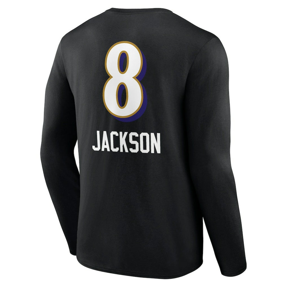 Lamar Jackson Baltimore Ravens Team Wordmark Long Sleeve T-Shirt - Black - NFL