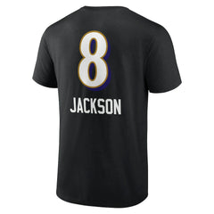 Lamar Jackson Baltimore Ravens Team Wordmark Name & Number T-Shirt - Black - NFL