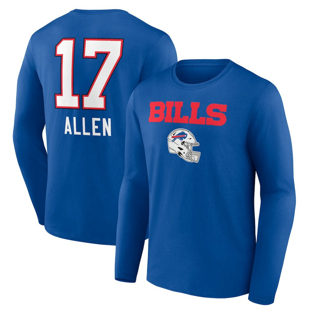 Josh Allen Buffalo Bills Team Wordmark Long Sleeve T-Shirt - Royal - NFL