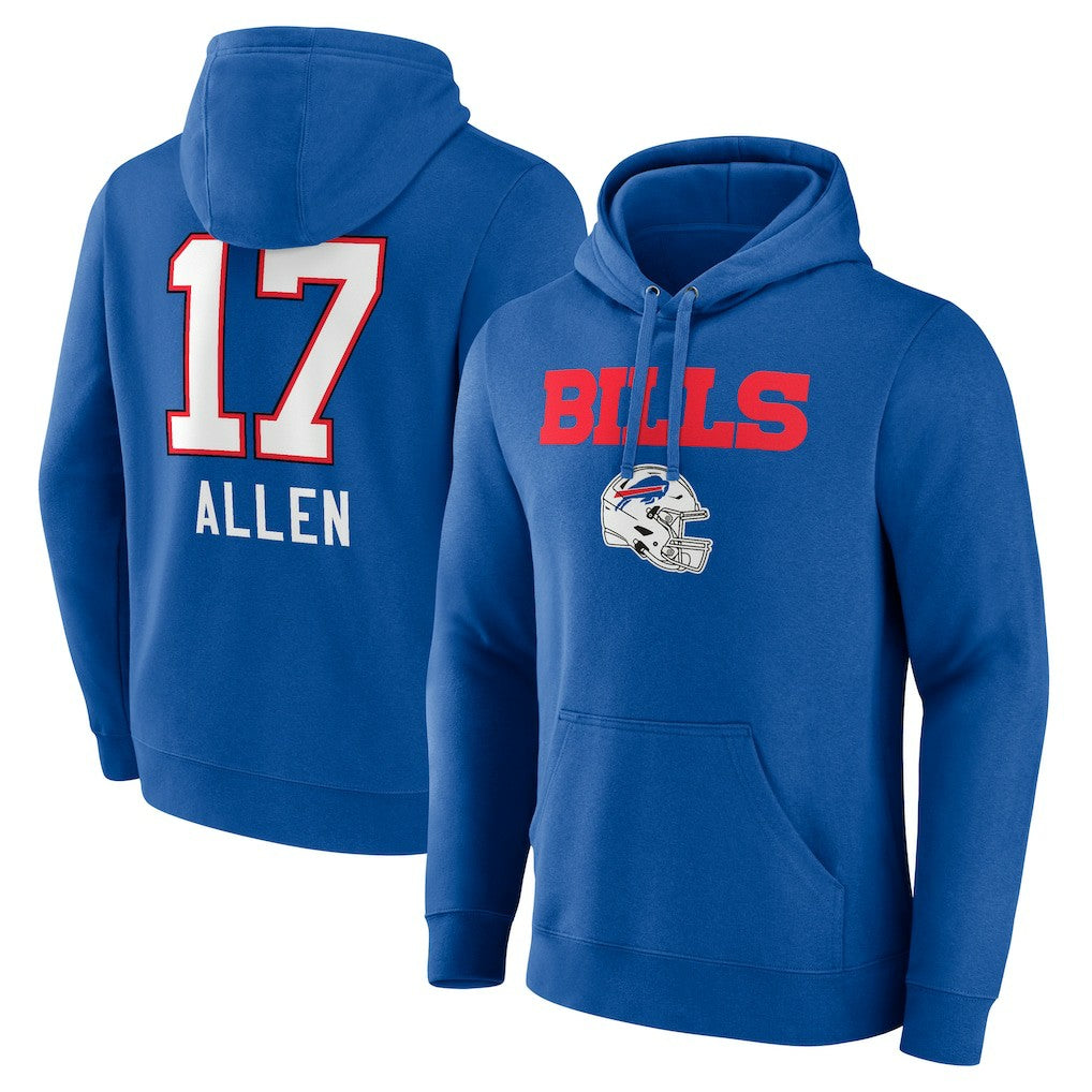 Josh Allen Buffalo Bills Team Wordmark Pullover Hoodie - Royal - NFL