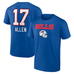 Josh Allen Buffalo Bills Team Wordmark Name & Number T-Shirt - Royal - NFL