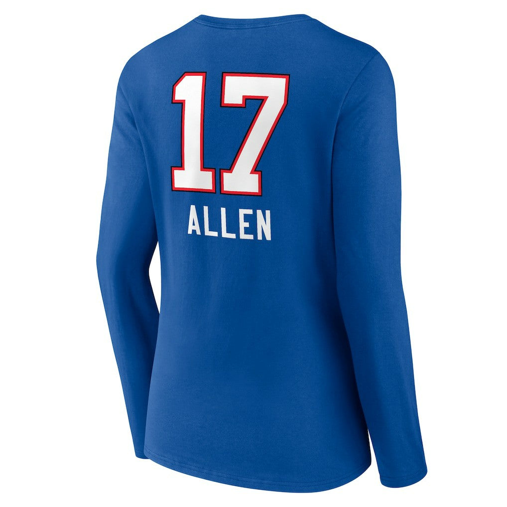 Josh Allen Buffalo Bills Women's Team Wordmark Long Sleeve V-Neck T-Shirt - Royal - NFL
