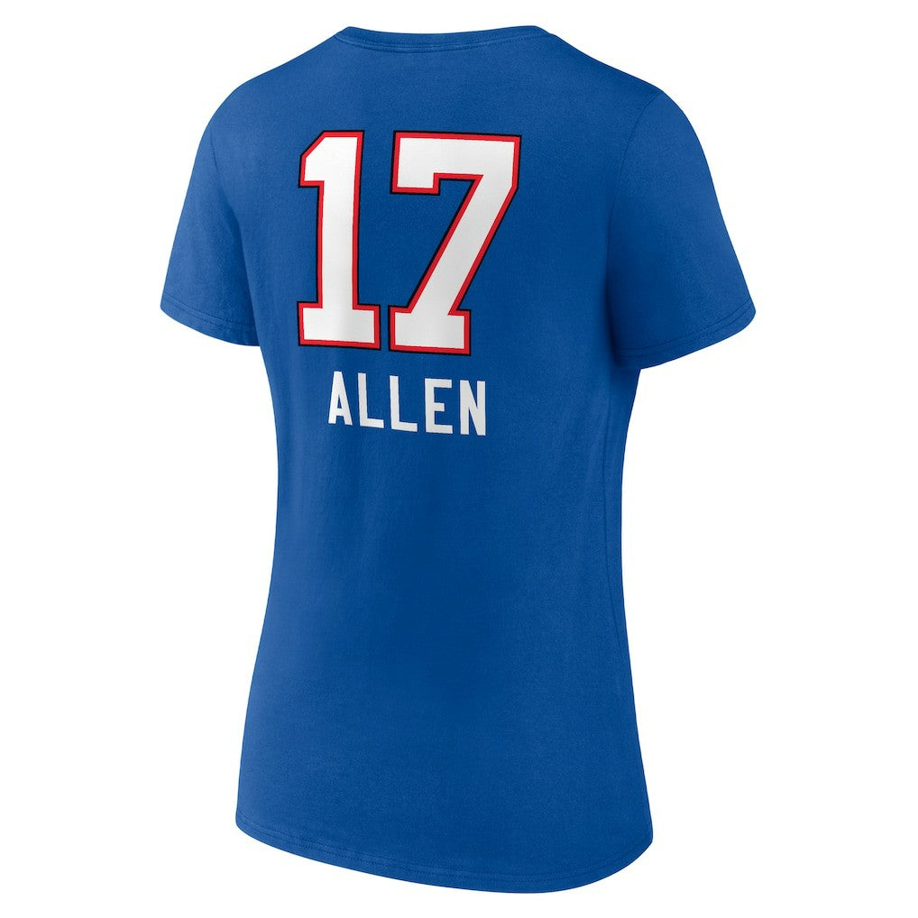 Josh Allen Buffalo Bills Women's Team Wordmark Name & Number V-Neck T-Shirt - Royal - NFL
