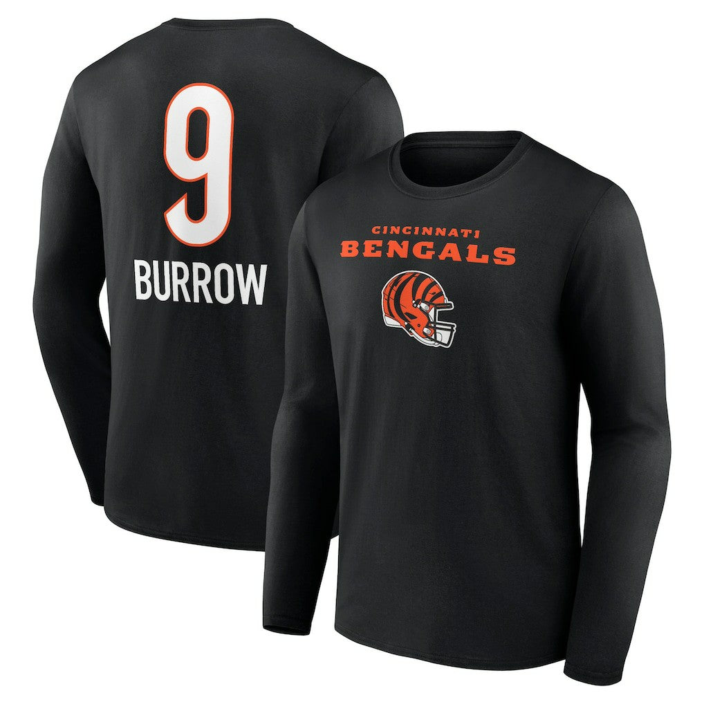 Joe Burrow Cincinnati Bengals Team Wordmark Long Sleeve T-Shirt - Black - NFL