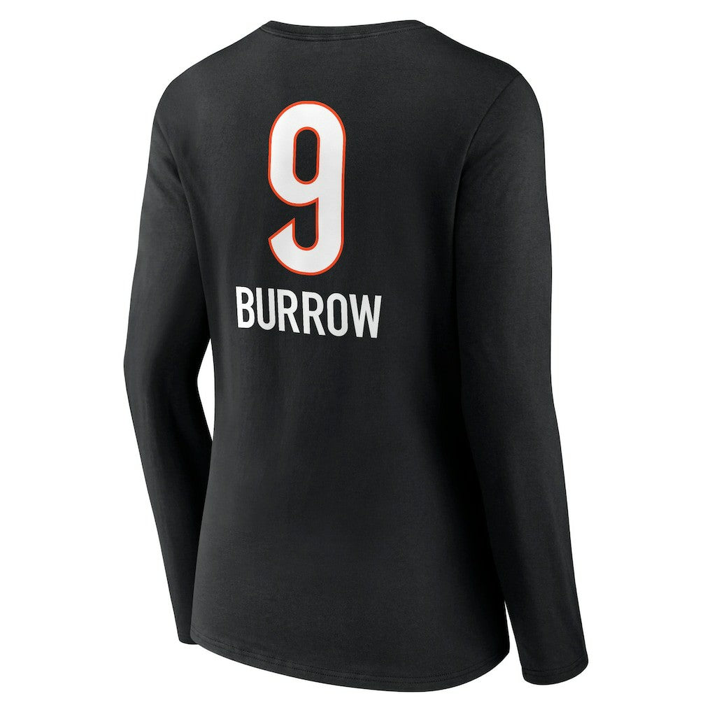 Joe Burrow Cincinnati Bengals Women's Team Wordmark Long Sleeve V-Neck T-Shirt - Black - NFL