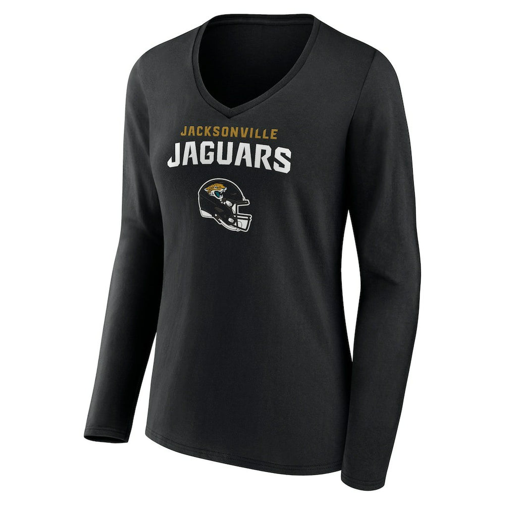 Trevor Lawrence Jacksonville Jaguars Women's Team Wordmark Long Sleeve V-Neck T-Shirt - Black - NFL