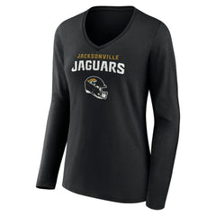 Trevor Lawrence Jacksonville Jaguars Women's Team Wordmark Long Sleeve V-Neck T-Shirt - Black - NFL