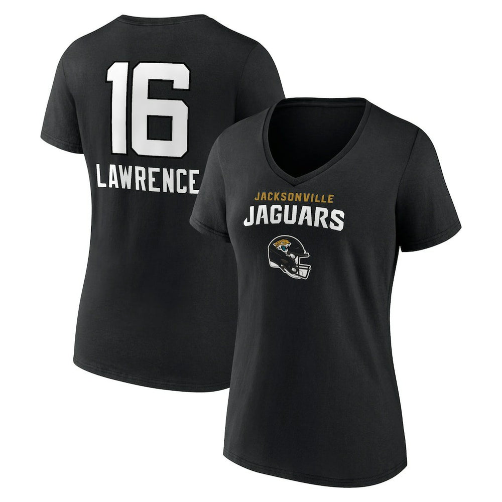 Trevor Lawrence Jacksonville Jaguars Women's Team Wordmark Name & Number V-Neck T-Shirt - Black - NFL