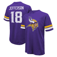 Justin Jefferson Minnesota Vikings Majestic Threads Name & Number Oversized Fit T-Shirt - Purple - NFL