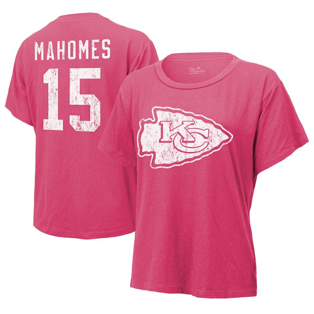 Patrick Mahomes Kansas City Chiefs Majestic Threads Women's Name & Number T-Shirt - Pink - NFL