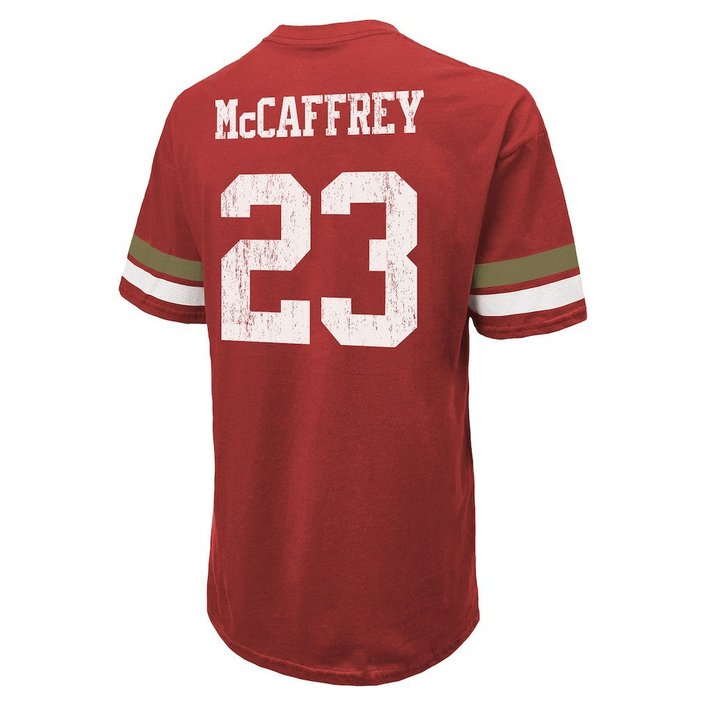 Christian McCaffrey San Francisco 49ers Majestic Threads Name & Number Oversized Fit T-Shirt - Scarlet - NFL