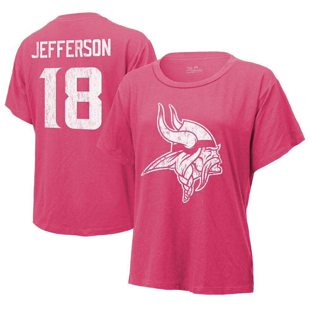 Justin Jefferson Minnesota Vikings Majestic Threads Women's Name & Number T-Shirt - Pink - NFL