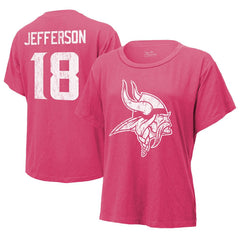 Justin Jefferson Minnesota Vikings Majestic Threads Women's Name & Number T-Shirt - Pink - NFL