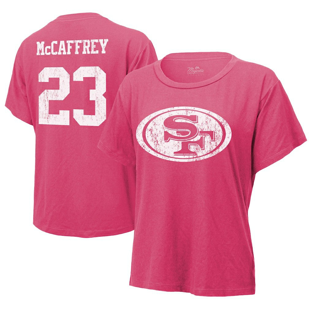 Christian McCaffrey San Francisco 49ers Majestic Threads Women's Name & Number T-Shirt - Pink - NFL