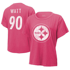 T.J. Watt Pittsburgh Steelers Majestic Threads Women's Name & Number T-Shirt - Pink - NFL