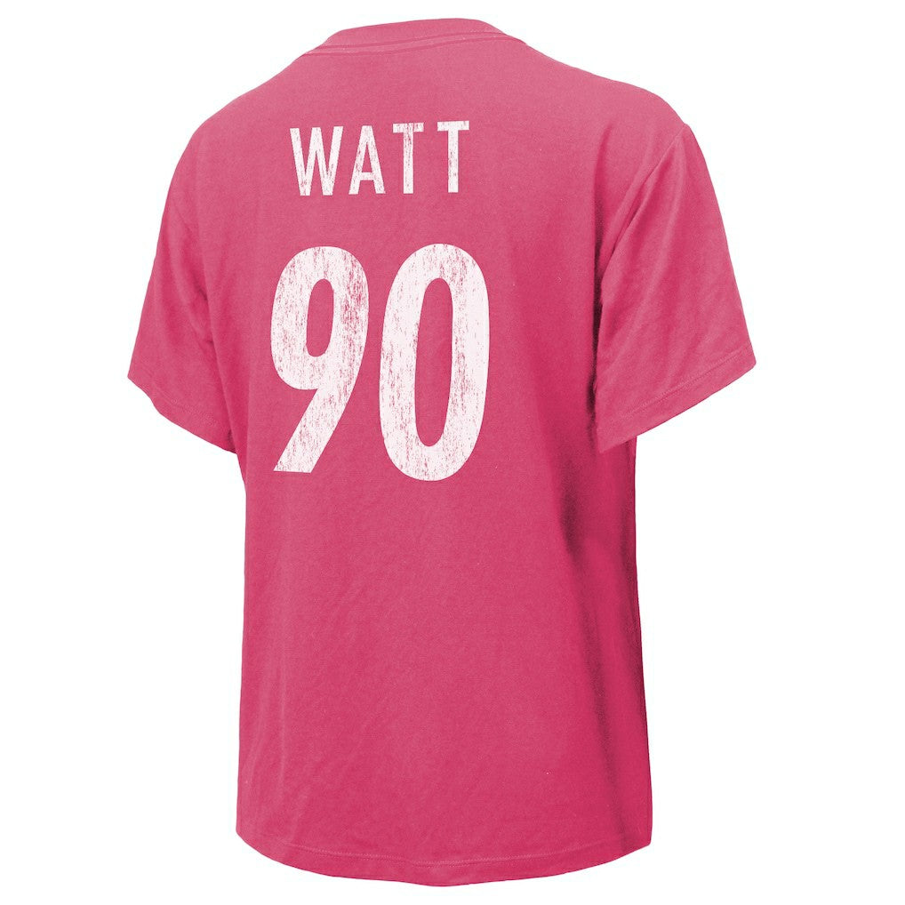T.J. Watt Pittsburgh Steelers Majestic Threads Women's Name & Number T-Shirt - Pink - NFL