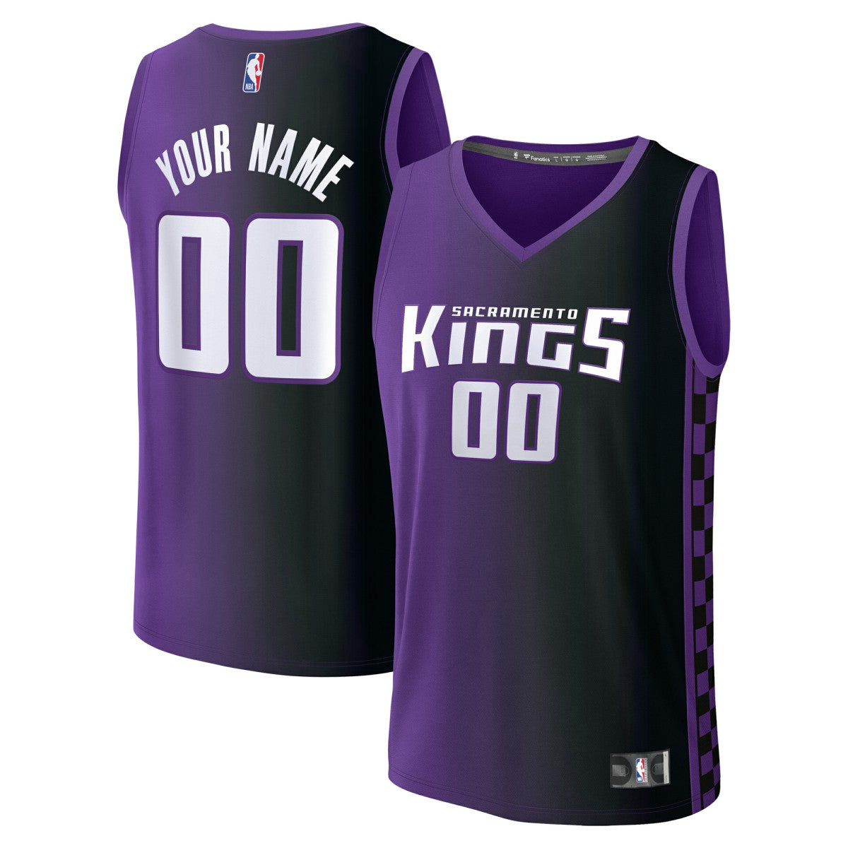 Fanatics Sacramento Kings Youth Fast Break Custom Replica Jersey Purple Statement Edition