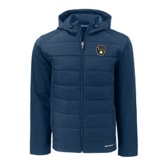 Milwaukee Brewers Cutter & Buck Big & Tall Evoke Hybrid Eco Softshell Recycled Full-Zip Hoodie Outlet