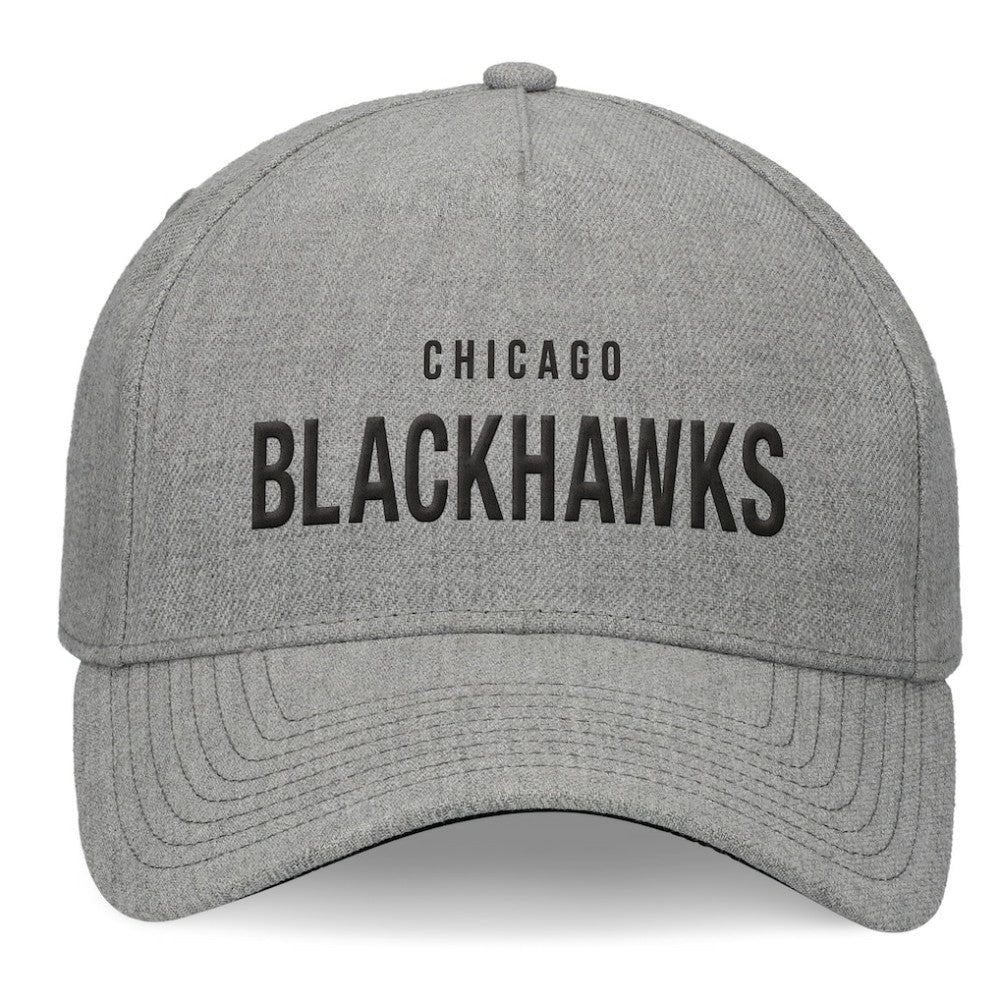 Chicago Blackhawks Fanatics Elements A-Frame Leather Strapback Hat - Heather Gray | Fanatics near me