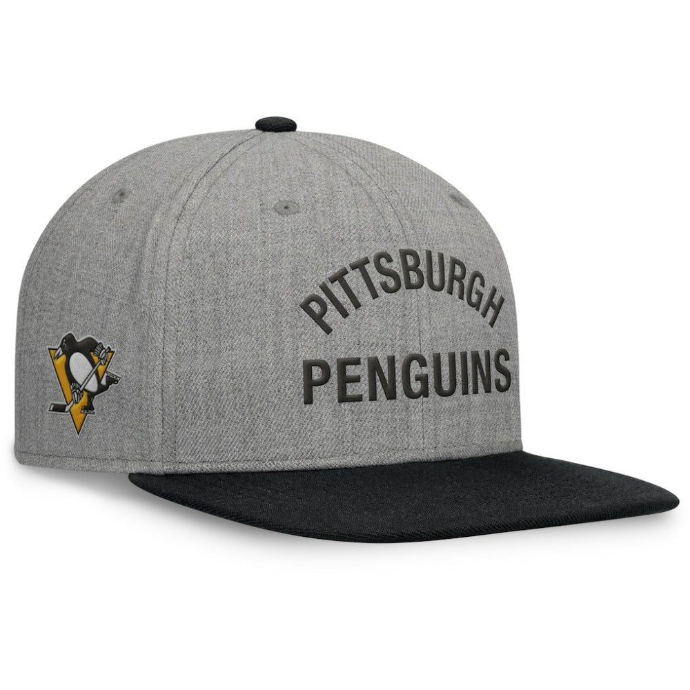 Pittsburgh Penguins Fanatics Elements Flat Brim Leather Strapback Hat - Heather Gray | Fanatics discount