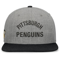 Pittsburgh Penguins Fanatics Elements Flat Brim Leather Strapback Hat - Heather Gray | Fanatics discount