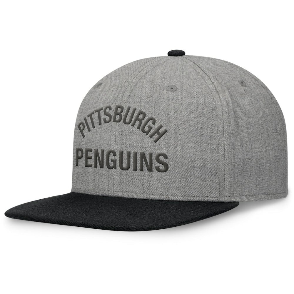 Pittsburgh Penguins Fanatics Elements Flat Brim Leather Strapback Hat - Heather Gray | Fanatics discount