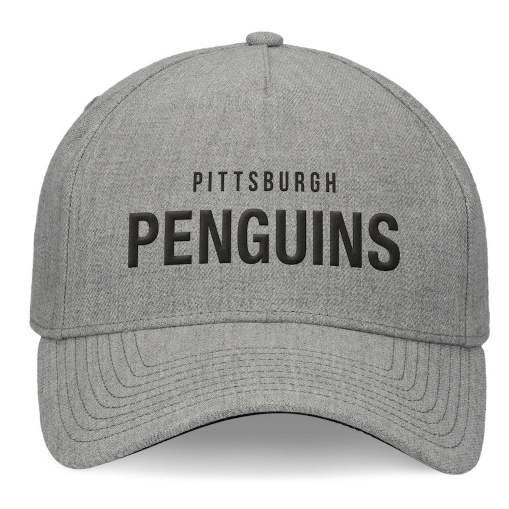Pittsburgh Penguins Fanatics Elements A-Frame Leather Strapback Hat - Heather Gray | Fanatics on sale