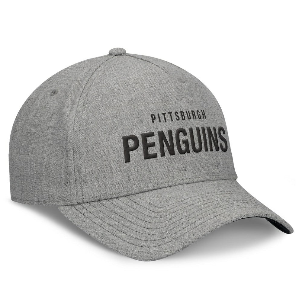 Pittsburgh Penguins Fanatics Elements A-Frame Leather Strapback Hat - Heather Gray | Fanatics on sale