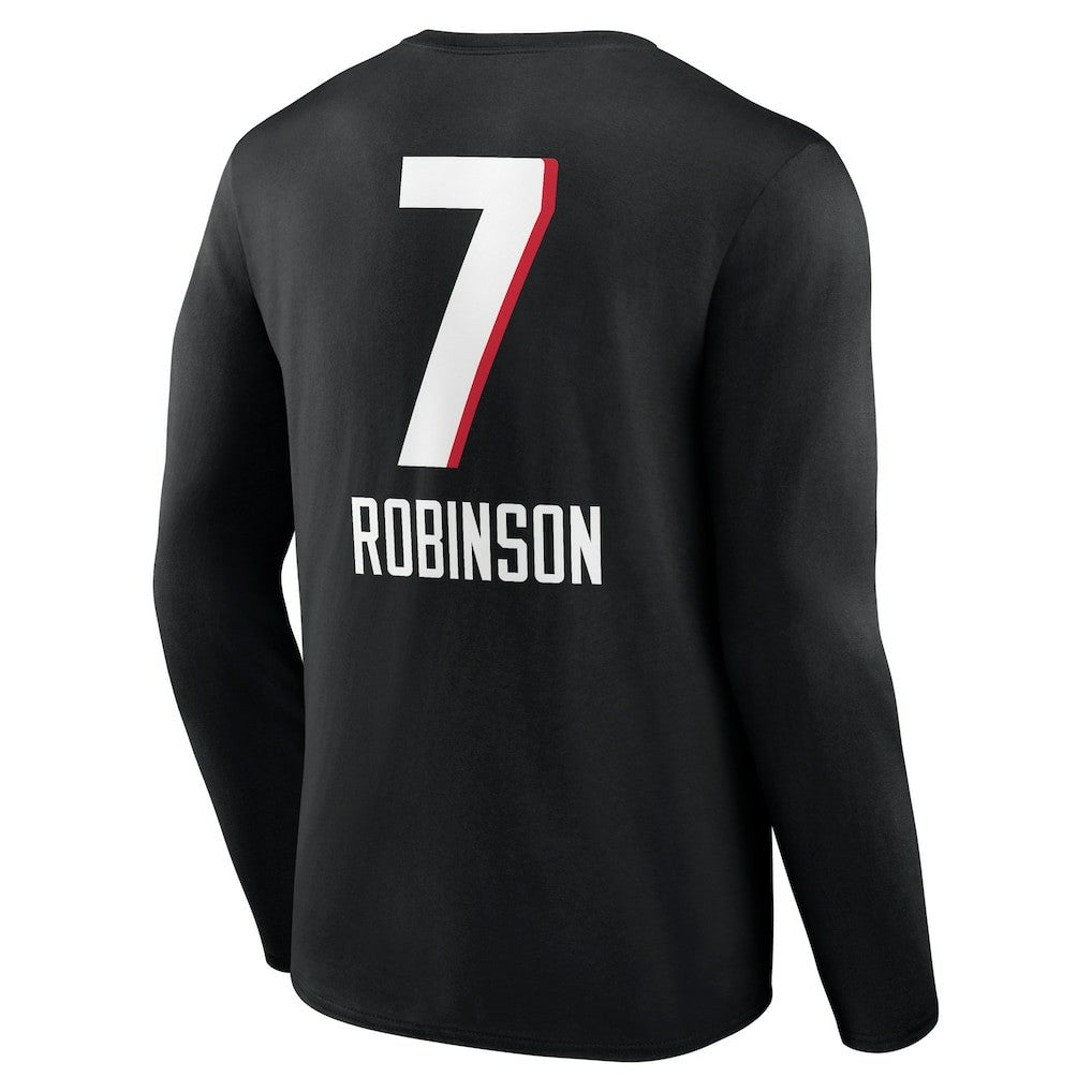 Bijan Robinson Atlanta Falcons Team Wordmark Name & Number Long Sleeve T-Shirt - Black - NFL