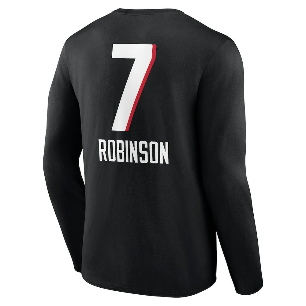 Bijan Robinson Atlanta Falcons Team Wordmark Name & Number Long Sleeve T-Shirt - Black - NFL
