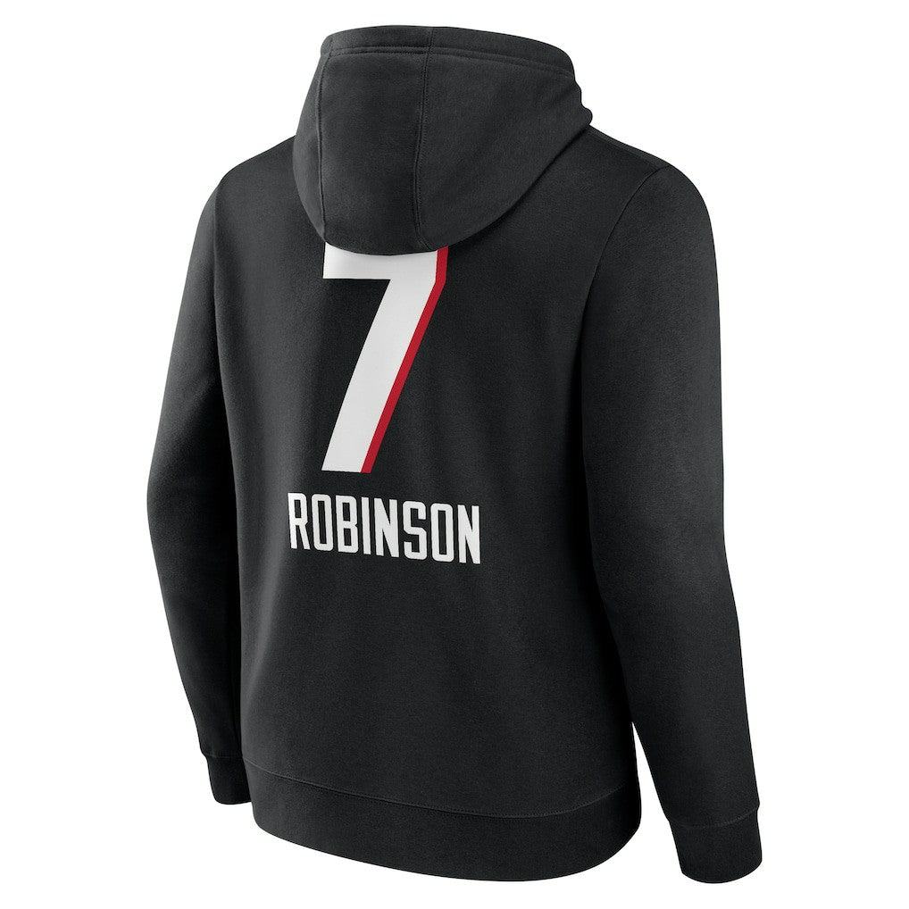 Bijan Robinson Atlanta Falcons Team Wordmark Name & Number Pullover Hoodie - Black - NFL