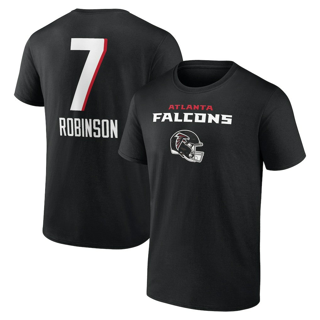 Bijan Robinson Atlanta Falcons Team Wordmark Name & Number T-Shirt - Black - NFL