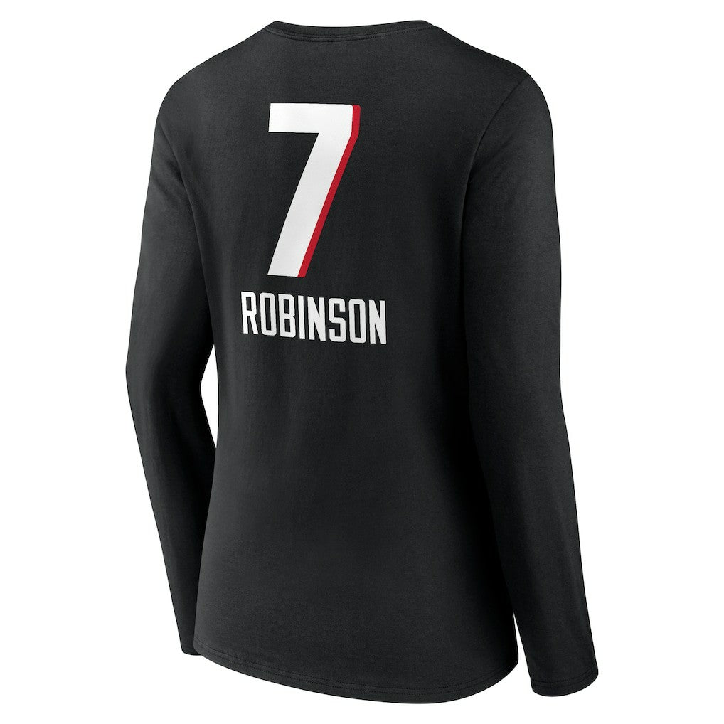 Bijan Robinson Atlanta Falcons Women's Team Wordmark Name & Number Long Sleeve V-Neck T-Shirt - Black - NFL