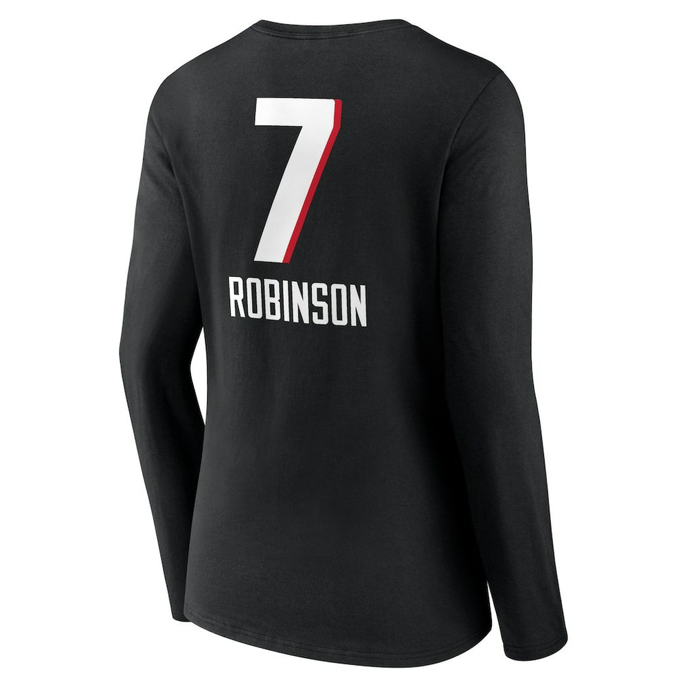 Bijan Robinson Atlanta Falcons Women's Team Wordmark Name & Number Long Sleeve V-Neck T-Shirt - Black - NFL