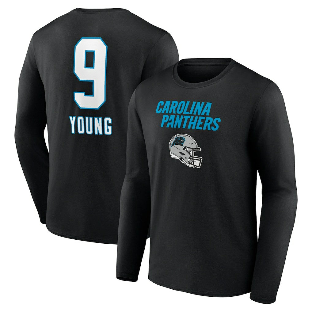 Bryce Young Carolina Panthers Team Wordmark Name & Number Long Sleeve T-Shirt - Black - NFL