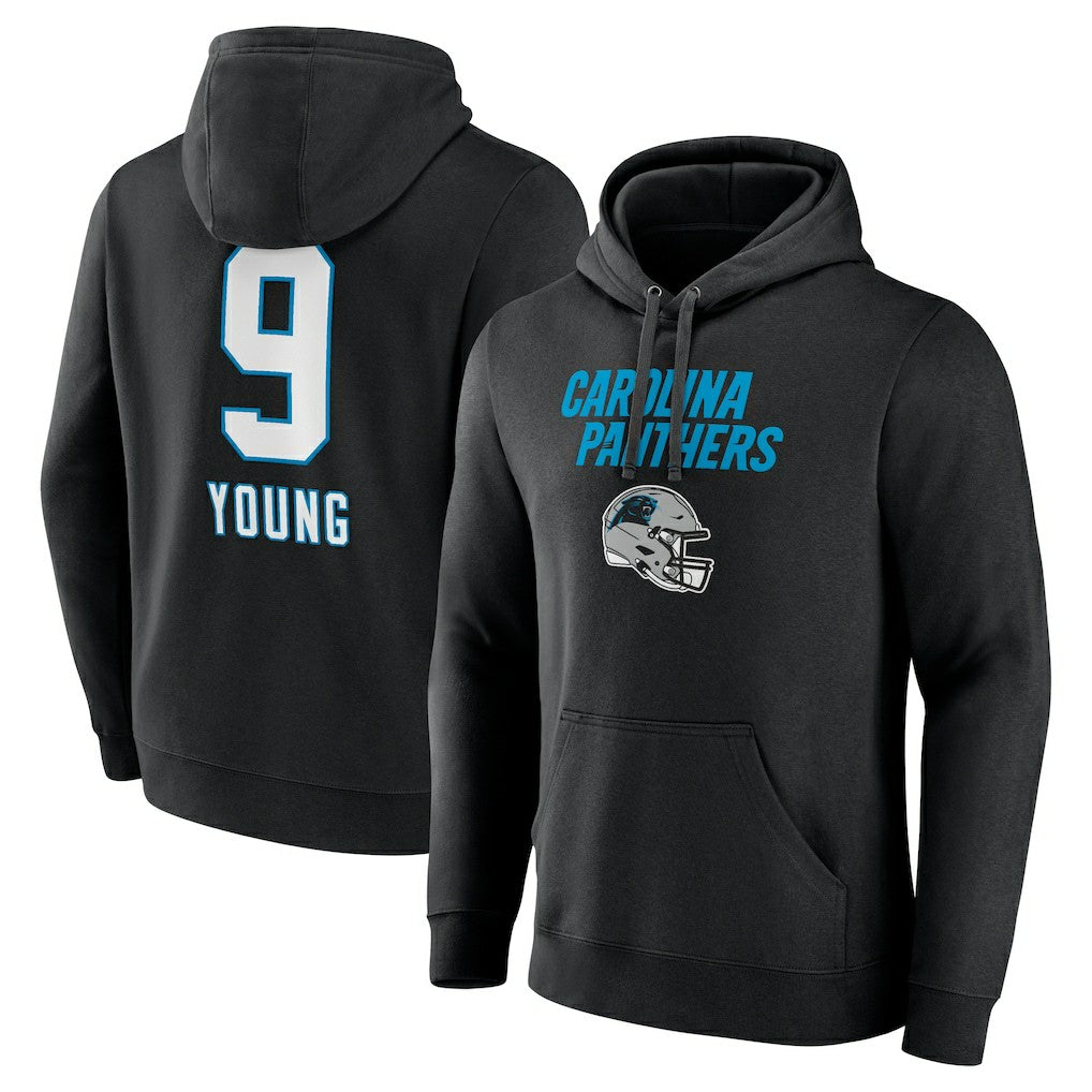 Bryce Young Carolina Panthers Team Wordmark Name & Number Pullover Hoodie - Black - NFL