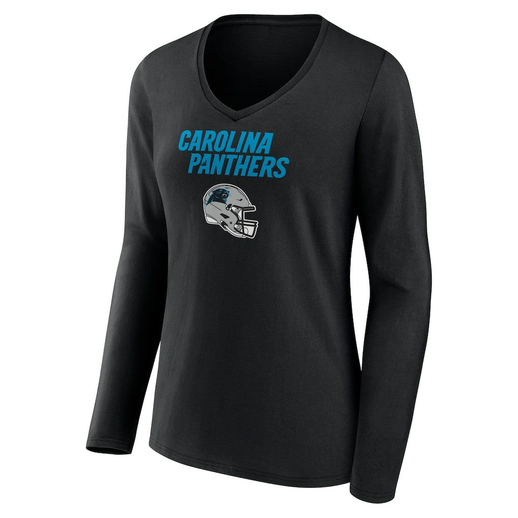 Bryce Young Carolina Panthers Women's Team Wordmark Name & Number Long Sleeve V-Neck T-Shirt - Black - NFL