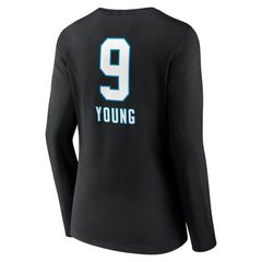 Bryce Young Carolina Panthers Women's Team Wordmark Name & Number Long Sleeve V-Neck T-Shirt - Black - NFL
