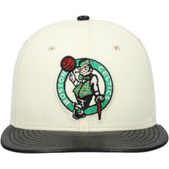 New Era Boston Celtics Faux Leather Visor Two-Tone 59FIFTY Fitted Hat White/Black