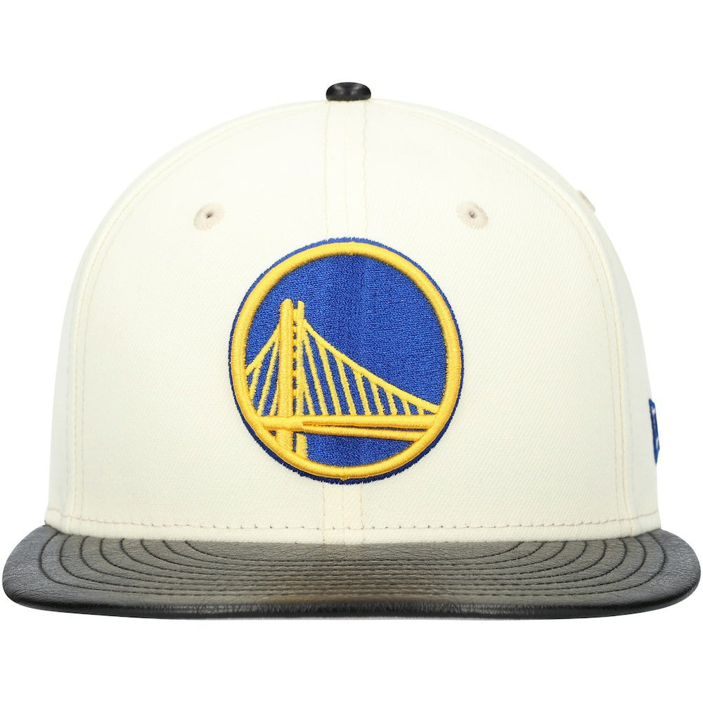 New Era Golden State Warriors Faux Leather Visor Two-Tone 59FIFTY Fitted Hat White/Black