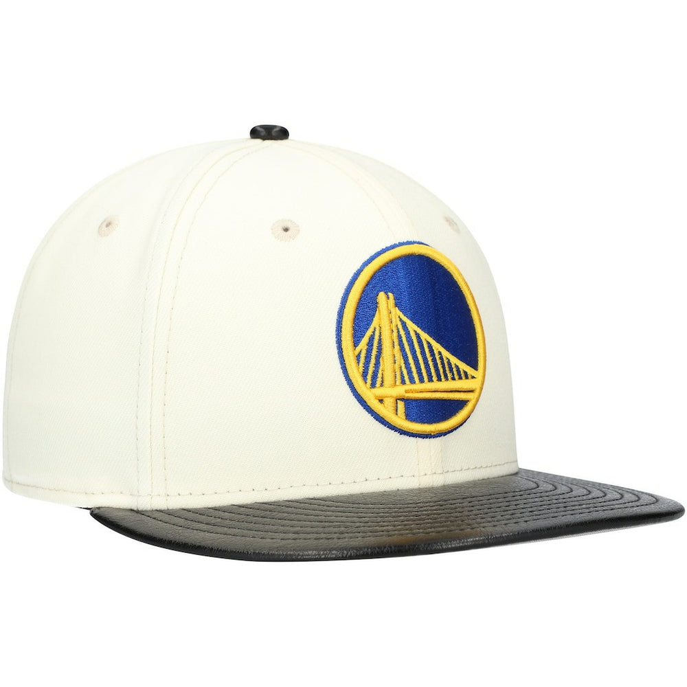 New Era Golden State Warriors Faux Leather Visor Two-Tone 59FIFTY Fitted Hat White/Black