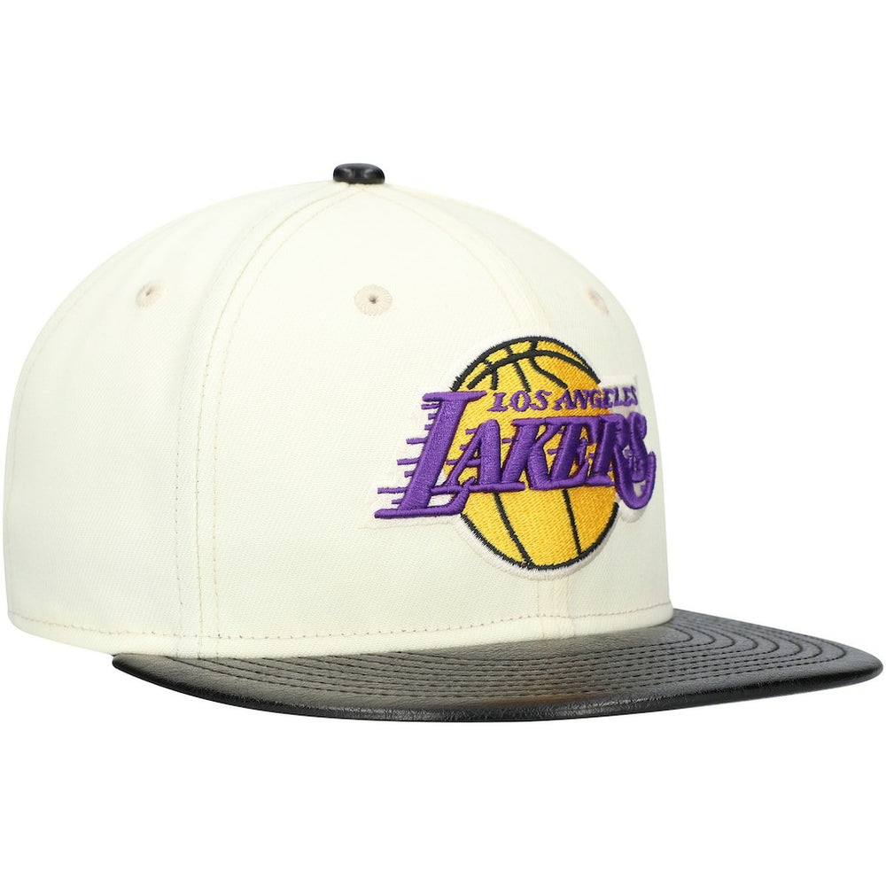 New Era Los Angeles Lakers Faux Leather Visor Two-Tone 59FIFTY Fitted Hat White/Black