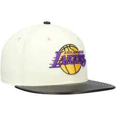 New Era Los Angeles Lakers Faux Leather Visor Two-Tone 59FIFTY Fitted Hat White/Black