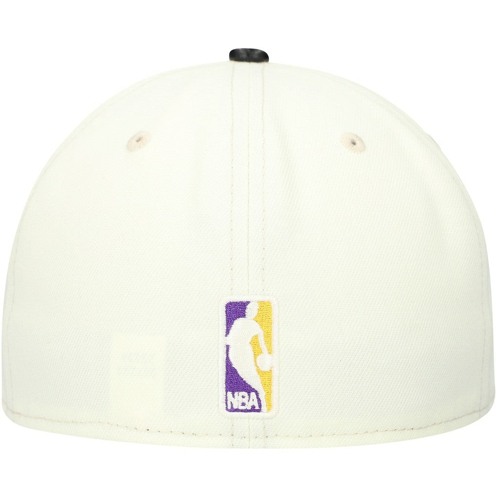 New Era Los Angeles Lakers Faux Leather Visor Two-Tone 59FIFTY Fitted Hat White/Black