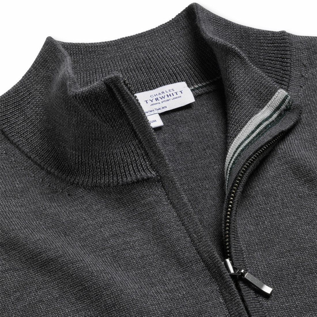 New York Jets Charles Tyrwhitt Merino Quarter-Zip Pullover Sweater - Gray - NFL