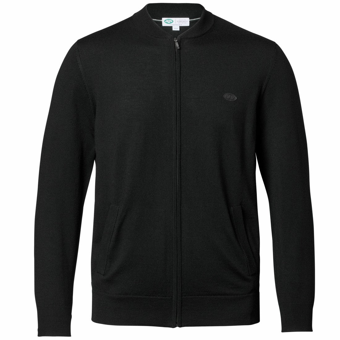 New York Jets Charles Tyrwhitt Merino Full-Zip Sweater - Black - NFL