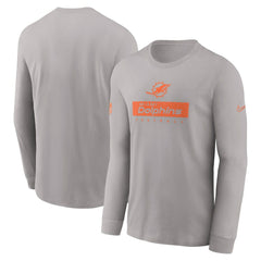 Miami Dolphins Sideline Dri-FIT Long Sleeve T-Shirt - Gray - Nike