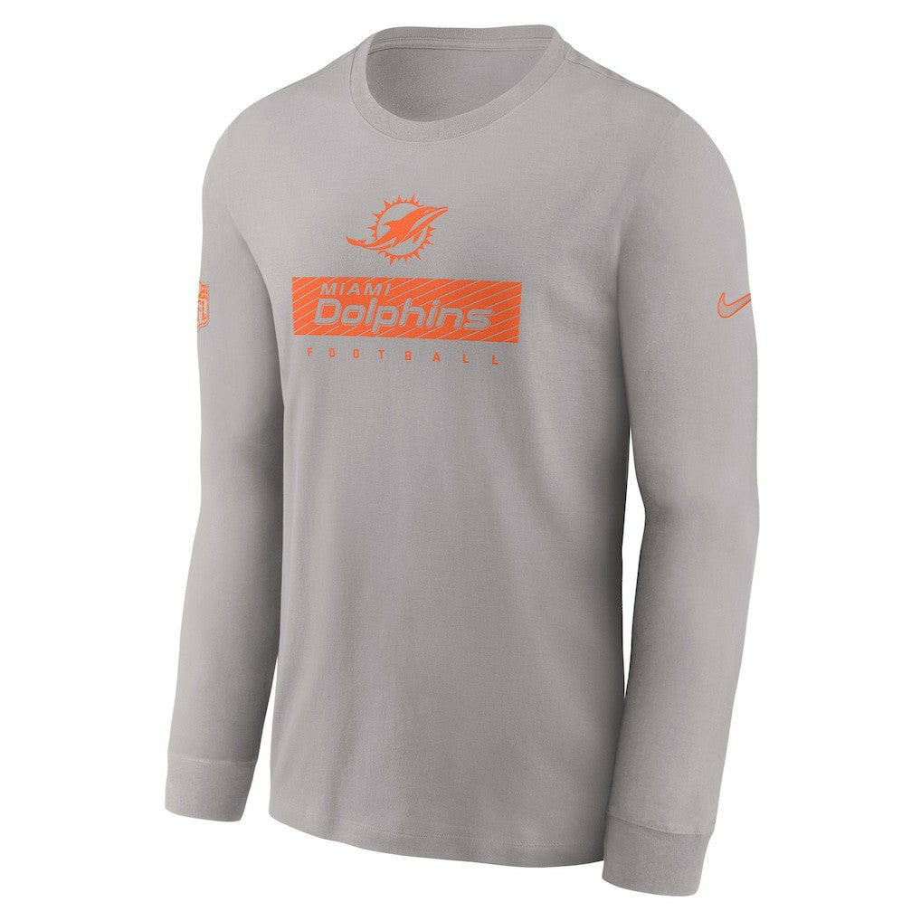 Miami Dolphins Sideline Dri-FIT Long Sleeve T-Shirt - Gray - Nike