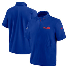 Buffalo Bills 2024 Sideline Coach Short Sleeve Half-Zip Hoodie Jacket - Royal - Nike