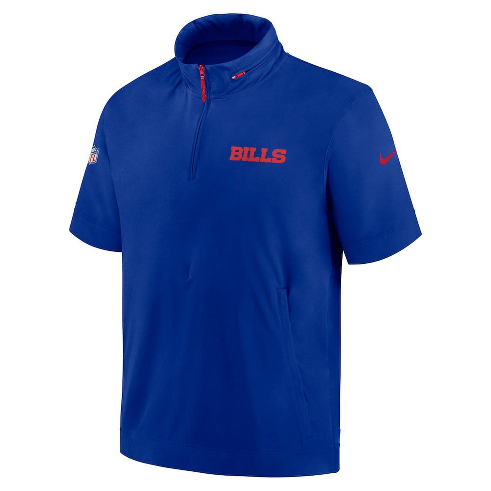 Buffalo Bills 2024 Sideline Coach Short Sleeve Half-Zip Hoodie Jacket - Royal - Nike
